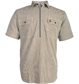 Big Bill 183S Short Sleeve Hickory Stripe Work Shirt with Half-Zip Front Closure