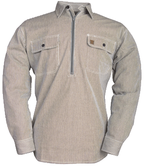Big Bill 183 Long Sleeve Hickory Stripe Work Shirt with Half-Zip Front Closure